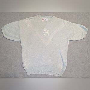 Isle Of Cotton Vintage Light Blue Embroidered Sweater
